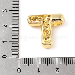 真鍮製マイクロパヴェクリアキュービックジルコニアペンダント  a～zの文字  文字t  20x20x6mm  穴：4mm&nbsp;KK-Z046-01G-T