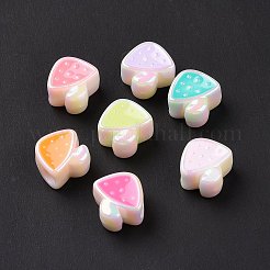 UVメッキレインボー虹色アクリルヨーロピアンビーズ  大穴ビーズ  エナメル  キノコ  ミックスカラー  12.2x12.2x7mm  穴：4mm&nbsp;SACR-E009-28