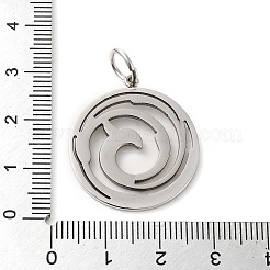 変色しない304ステンレススチールペンダント  丸カン付き  フラットラウンド  ステンレス鋼色  渦  27.5x24.5x1.4mm  穴：5.5mm&nbsp;STAS-C086-05A-P