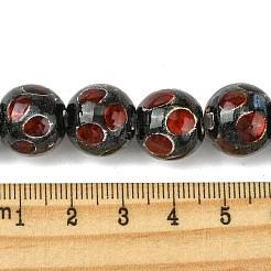 手作りの銀砂ランプワークビーズ連売り  丸いドット  ファイヤーブリック  14.5mm  穴：1.4mm  約128個/連  14.96''（38センチメートル）&nbsp;LAMP-A003-01C