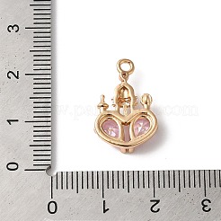 真鍮チャーム  ガラスと  城の魅力  ピンク  20x13x4mm  穴：1.6mm&nbsp;KK-C062-041G-02