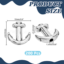 チベットスタイルの合金ビーズ200個。  カドミウムフリー＆鉛フリー  アンカー  アンティークシルバー  10x10x3mm  穴：1.5mm&nbsp;TIBEB-HY0001-15