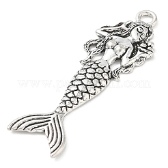チベット風合金ビッグサイズペンダントトップ  人魚のチャーム  アンティークシルバー  62x19.5x3.5mm  穴：4mm&nbsp;AL-CBACA42-06AS