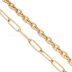 304ステンレススチールペーパークリップチェーンアズキチェーンラリアットyネックレス  ゴールドカラー  25.08インチ（63.7cm）&nbsp;NJEW-JN05724
