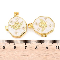 真鍮製ロケットペンダント  エナメルとクリアキュービックジルコニア  カドミウムフリー＆鉛フリー  18KGP本金メッキ  ラックめっき  長持ちメッキ  エンジェルチャーム  ミックスカラー  24x20.5x8mm  穴：3x5mm&nbsp;KK-D232-07G