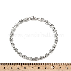 201ステンレススチール製キューバスタイル中国製ブレスレット（男性用）  ステンレス鋼色  8-1/4インチ（21cm）&nbsp;LS-BJEW-B138-06P-01