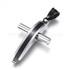 304ステンレスペンダント  クロス  ミックスカラー  41.5x25x8mm  穴：5mm&nbsp;STAS-H329-84