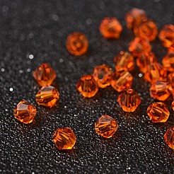 模造5301ダブルコーンビーズ  透明ガラスファセットビーズ  レッドオレンジ  6x5mm  穴：1.3mm  約288個/袋&nbsp;GLAA-F026-C27
