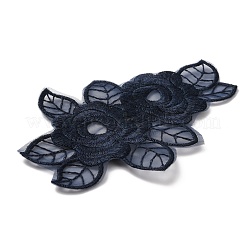 レースポリエステル刺繍オーガンジーオーナメントアクセサリー  ミシンクラフト装飾  花  ミッドナイトブルー  137x92x0.9mm&nbsp;PATC-WH0003-03I
