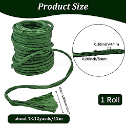 ペーパーコード  紙ひも  クラフト用  濃い緑  5x4mm  約13.12ヤード（12m）/ロール&nbsp;OCOR-WH20020-28P