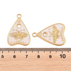 304ステンレススチールエナメルペンダント  蝶のチャームが付いた三角形  18KGP本金メッキ  イオンプレーティング（ip）  長持ちメッキ  ホワイト  28x20x2mm  穴：2.5mm&nbsp;STAS-K293-39G-02