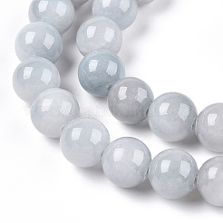 天然染め黄玉数珠  ラウンド  ライトスチールブルー  8.5mm  穴：1mm  約40個/連  15.55インチ（39.5cm）&nbsp;G-R271-8mm-YXS18-01