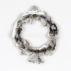 クリスマスの花輪の合金のペンダント  チベットスタイル  鉛フリー＆カドミウムフリー  アンティークシルバー  26x21x2mm  穴：1.5mm&nbsp;TIBEP-GC130-AS-RS