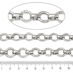 304ステンレススチールのテクスチャリングリンクチェーン  溶接されていない  スプールで  ステンレス鋼色  12.5x2.5mm&nbsp;CHS-K023-11A-P