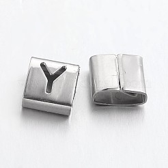 変色しにくい201ステンレススチール製スライドチャーム  文字  ステンレス鋼色  9x8x4mm  穴：8mm&nbsp;STAS-L133-01