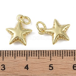 丸カン付き真鍮製ペンダント  カドミウムフリー＆鉛フリー  ハート/星のチャーム  スター  13.5x11x4mm  穴：3mm&nbsp;KK-O147-01A-G
