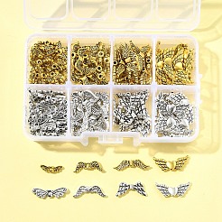 チベット風合金ビーズ  ウイング  アンティークシルバー＆アンティーク金色  4~22x7~23x3~4mm  穴：1~1.6mm  155個/セット&nbsp;TIBEB-FS0001-16