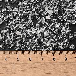 ガラスシードビーズ  ピーナッツ  透明  5.5~6x3~3.5x3mm  穴：1~1.2mm  約4000個/ポンド&nbsp;SEED-K009-08A-16