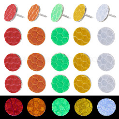 プラスチック製のフラットラウンド型画鋲50個  鉄のピン付き  ミックスカラー  10x10.5mm&nbsp;AJEW-TADJ0001-02