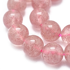 ナチュライチゴクォーツビーズ連売り  ラウンド  8mm  穴：1mm  約47個/連  38.5cm&nbsp;G-D0001-10-8mm
