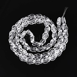 ベーキングペイント透明ガラスビーズ連売り  チューリップ  透明  12x10x6.5~7mm  穴：1mm  約55個/連  25.59インチ（65cm）&nbsp;DGLA-N017-02K