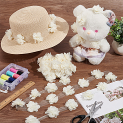 ポリエステルレースリボン  3Dフラワーレーストリム  洋服アクセサリー  ベージュ  7/8~2-1/8インチ（23~55mm）  約10ヤード/バンドル&nbsp;OCOR-WH0078-158A