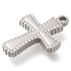 変色防止304ステンレススチールペンダント  クロスチャーム  ステンレス鋼色  19x12.5x2mm  穴：1.4mm&nbsp;STAS-P369-03P