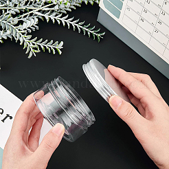 クリアプラスチックビーズ収納ケース  アルミカバー付き  コラム  透明  7.1x3.8cm  容量：80ミリリットル  10個/セット&nbsp;CON-BC0004-86