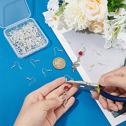 304ステンレススチールピアスフック150個  耳ワイヤー  水平ループ付き  925銀メッキ  20x20x3mm  穴：2mm  21ゲージ  ピン：0.7mm&nbsp;STAS-UN0058-82