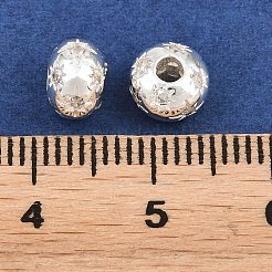 真鍮マイクロペーブクリアキュービックジルコニアビーズ  太陽のあるロンデル  銀  6.8x5mm  穴：2mm&nbsp;KK-Z162-14S