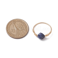 スターカットのラウンド天然混合宝石指輪  女性用銅線巻きリング  内径：20mm&nbsp;RJEW-JR00726