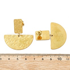 女性用304ステンレススチールダングルスタッドピアス  イオンプレーティング（ip）  14KGP本金メッキ  半円  40x36mm&nbsp;EJEW-K268-12B-G