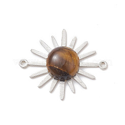 ミックスジェムストーンコネクターチャーム  プラチナメッキ真鍮サンリンク付き  長持ちメッキ  22.5x27x5.5mm  穴：0.7mm&nbsp;PALLOY-JF02064