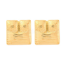 女性用304ステンレススチールスタッドピアス  正方形  ゴールドカラー  29x29.5mm&nbsp;EJEW-K306-09G