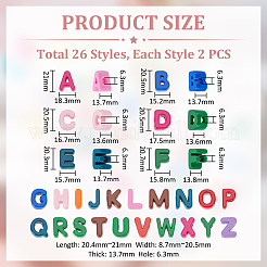 52個26スタイル不透明アクリルヨーロピアンビーズ  大穴ビーズ  文字az  ミックスカラー  19.8~21x8.7~18.3x13.6~13.8mm  穴：6.3mm  138~252個/ 500g&nbsp;OACR-UN0001-08