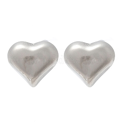 女性用304ステンレススチールスタッドピアス  ハート  ステンレス鋼色  12x13mm&nbsp;EJEW-A130-04P