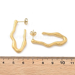 304ステンレススチールスタッドピアス  イオンプレーティング（ip）  波のV字型  14KGP本金メッキ  38.5x18x4mm&nbsp;EJEW-M072-05G