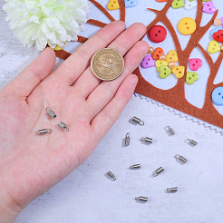 30個 3サイズ 304ステンレススチールコイルコードエンド  ステンレス鋼色  8x3.5mm  穴：1mm  10pcs /サイズ&nbsp;STAS-CJ0001-152