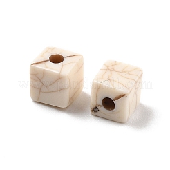 クラックオペークアクリルビーズ  模造ターコイズ  キューブ  湯通しアーモンド  5~5.5x5~5.5x5.5~6mm  穴：1.8mm&nbsp;OACR-Z026-01A