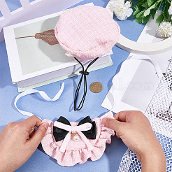ポリエステル製の蝶結びペット用首輪と帽子のセット  ペットの服  ピンク  660mm&nbsp;AJEW-WH20019-84B