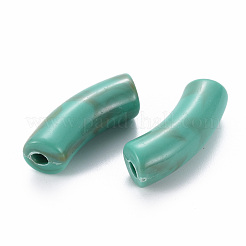 アクリルビーズ  天然石風  カーブチューブ  ライトシーグリーン  36x13.5x11.5mm  穴：4mm&nbsp;X-MACR-S372-001A-03
