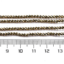 電気メッキガラスビーズセット  丸いビーズの連売り  フルメッキ  多面カット  ゴールド  2mm  穴：0.8mm  約183~191個/連  12.91~14.33''（32.8~36.4センチメートル）&nbsp;EGLA-H107-01A-FP01
