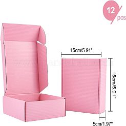 紙箱  テイクアウト容器  ギフト梱包箱  長方形  パールピンク  15x15x5cm&nbsp;CON-WH0072-78