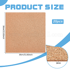 正方形コルクシート20枚  キッチン用ホットマット用  カップマット  速報  砂茶色  300x300x2mm&nbsp;DIY-BC0016-24