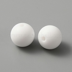 ラウンド食品グレードの環境に優しいシリコーン ビーズ  ホワイト  11.5mm  穴：2.5mm&nbsp;SIL-WH0012-037B