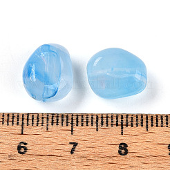 透明なアクリルビーズ  ナゲット  ツートン  ライトスカイブルー  12x10x7.5~8mm  穴：1.6mm  約31個/20g&nbsp;X1-TACR-T028-43C
