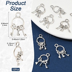 チベットスタイルの亜鉛合金ペンダント10個。  キーホルダーキー  アンティークシルバー  24x12.5mm  穴：3mm&nbsp;TIBEP-YW0002-19