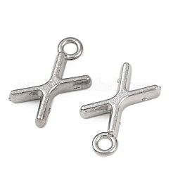304ステンレススチールチャーム  洗練された  ステンレス鋼色  文字x  8x5.5x2mm  穴：1.2mm&nbsp;STAS-G356-08P-X
