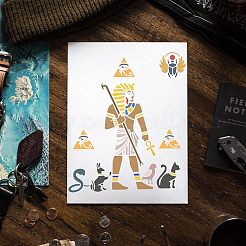 プラスチック再利用可能な描画絵画ステンシル テンプレート  ファブリック タイル 床 家具 木材の塗装用  長方形  エジプトのテーマ模様  297x210mm&nbsp;DIY-WH0202-299