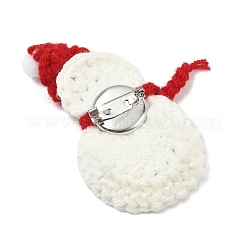 クリスマスの糸とプラスチックのブローチ  女性用プラチナ鉄製極上ラペルピン  雪だるま  75x56mm&nbsp;JEWB-K029-01B